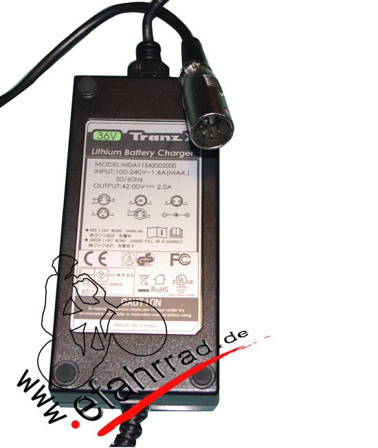 Tranzx 42V Lithium Ladegerät 5-pin