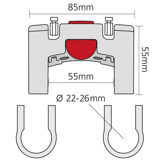 Adaptateur KLICKfix® fixation horizontale Ø 22-26mm