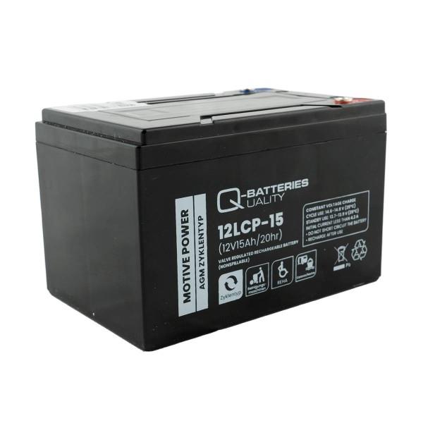 12V 15Ah Bleivliesakku Zyklentyp Q-Batteries AGM - Deep Cycle 