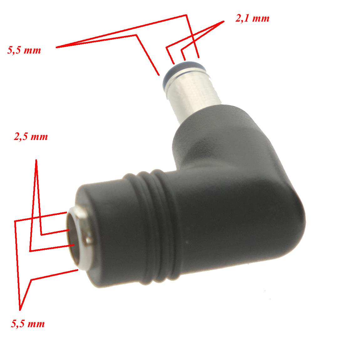 ADAPTER 5,5 mm Hohlstecker Pin 2,5 auf 2,1 mm 