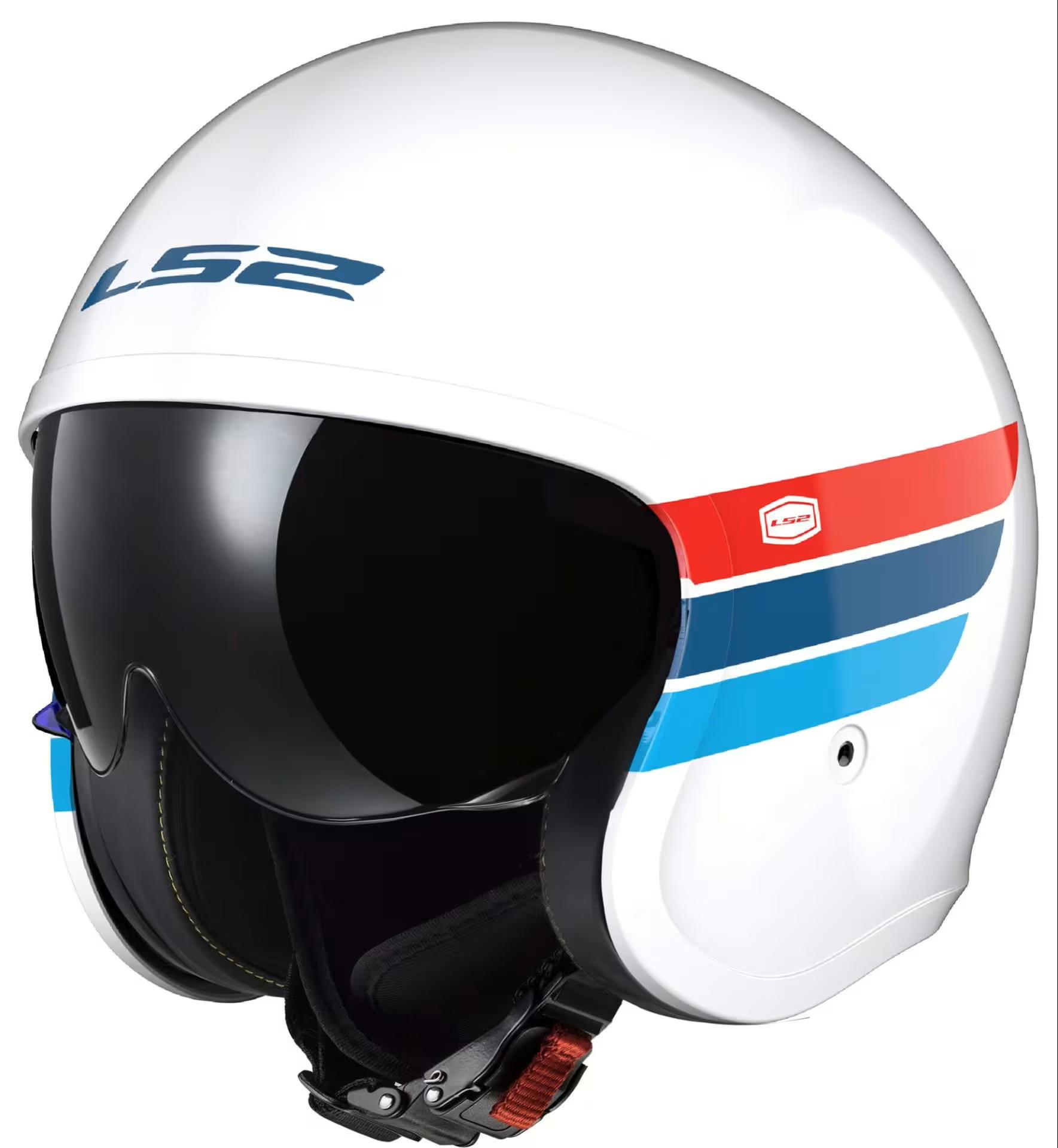 HELM LS2 Jethelm OF599 II Spitfire Retro weiß / rot / blau - L 59-60 cm