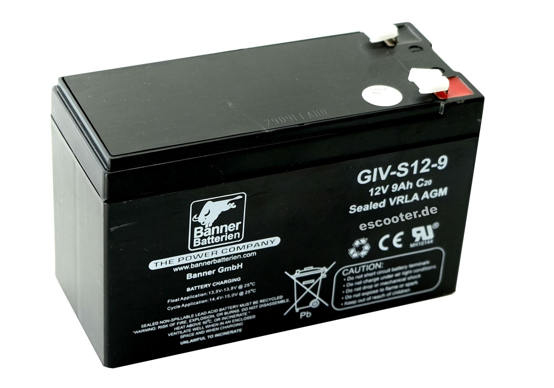 12V 9Ah BANNER Bloc GIV-S 12-9 12V 9Ah BANNER Bloc GIV-S 12-9