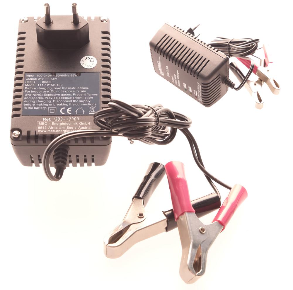 24V 1,5A Charger Ladegerät Pb Bleiakku - Clamps